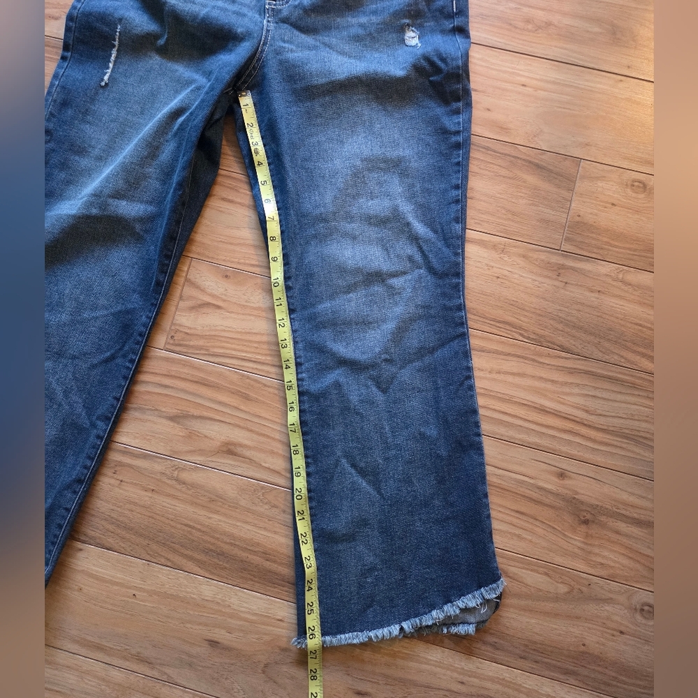 Democracy Ab Technology Cropped Jeans 16 Raw Hem Ankle Blue Relaxed Denim - Picture 7 of 7